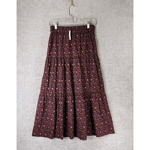 Madewell Tiered Maxi Skirt in Orchard Mile Womens XXS Navy Ditsy Floral NEW